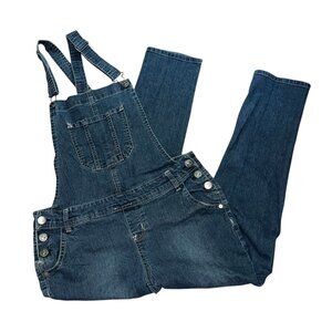 Wallflower Denim Overalls Slim Fit Adjustable Straps Size Large Womens Blue Pock